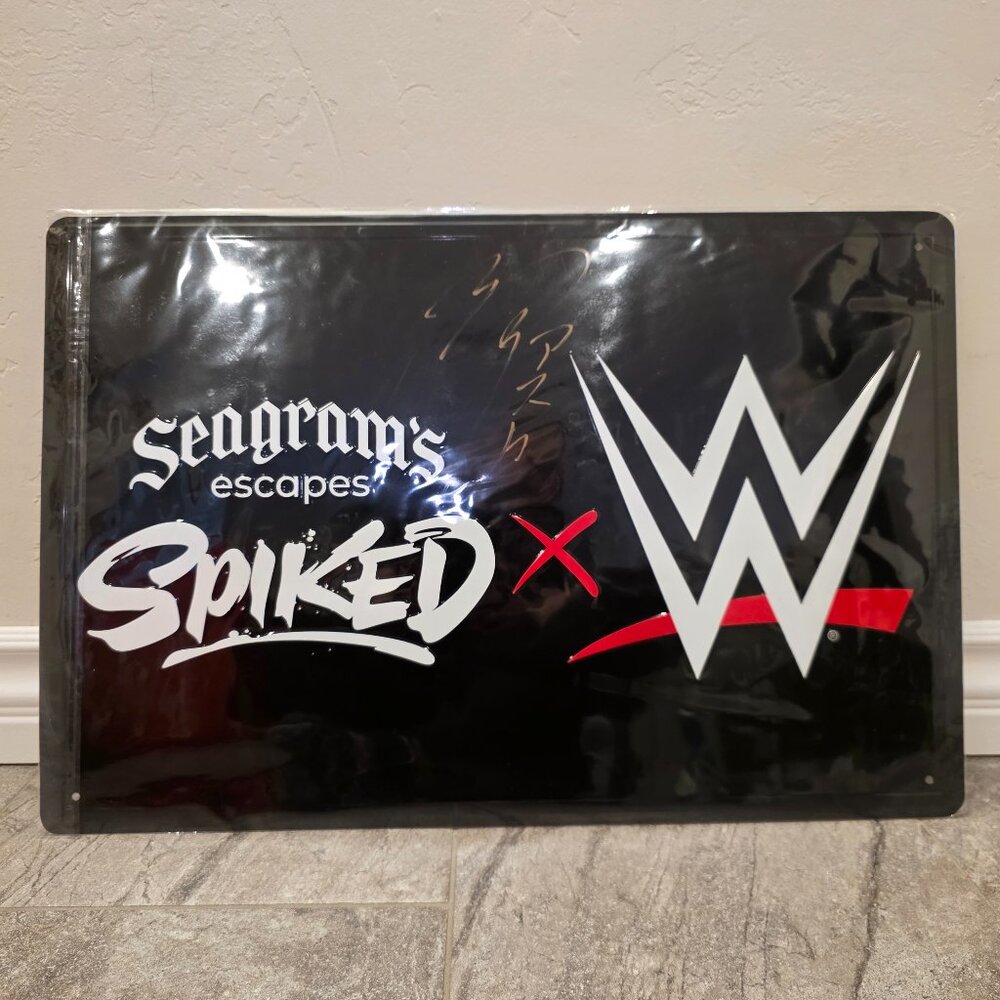 WWE ASUKA Seagram's Spiked SIGNED 24X16 sign metal VERY RARE 2025 autograph